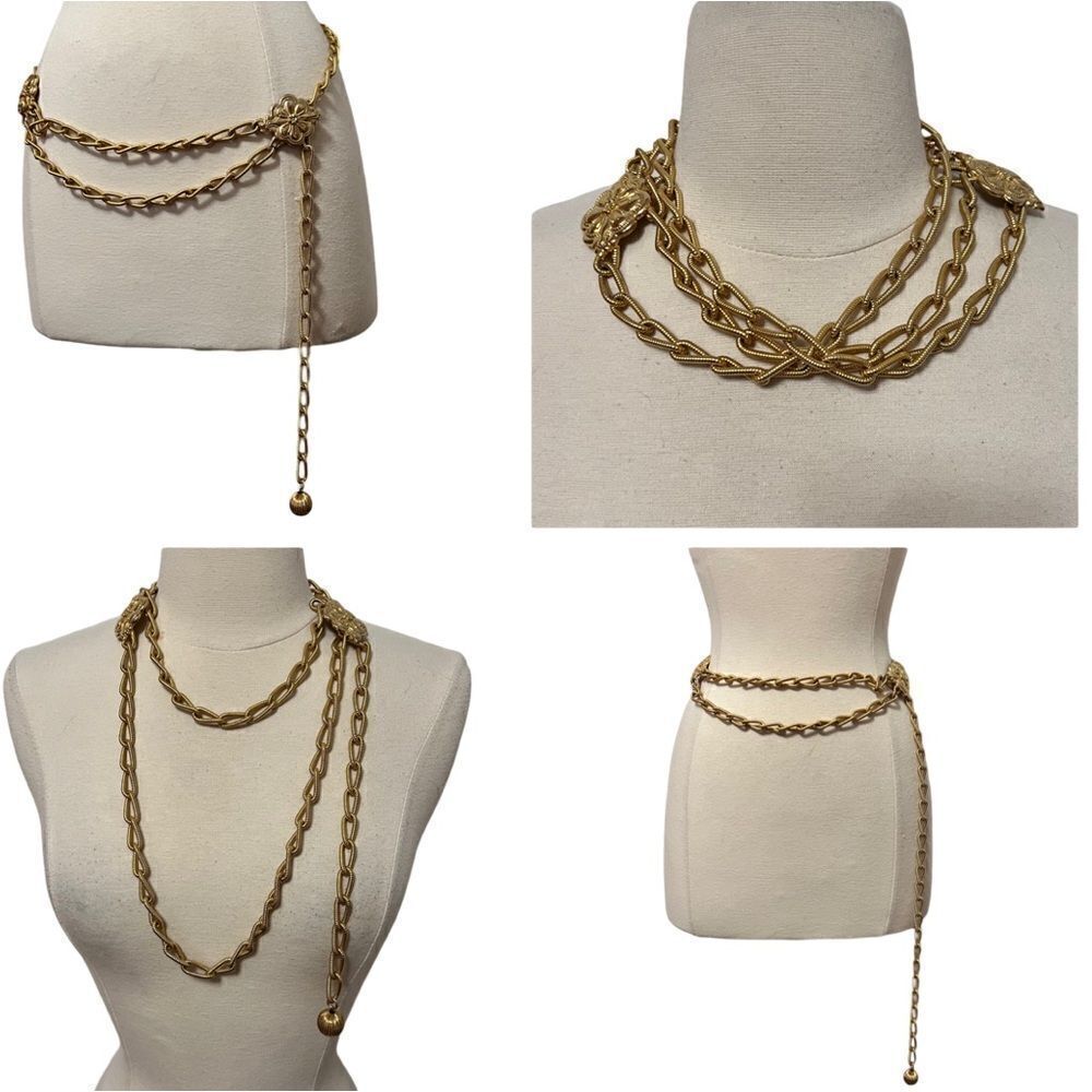 Groovy Vintage 1970s Multi Strand Curb Link Chain Layer Belt / Necklace
